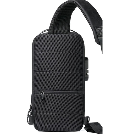 WEIXIER 9530 Men's Chest Bag Sling Bag with USB Charging Port Waterproof Crossbody Daypack Shoulder Bag Travel Storage Bag - Black - 2