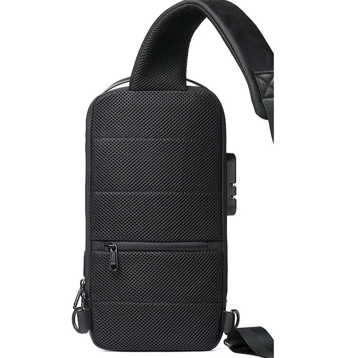 WEIXIER 9530 Men's Chest Bag Sling Bag with USB Charging Port Waterproof Crossbody Daypack Shoulder Bag Travel Storage Bag - Black - 2