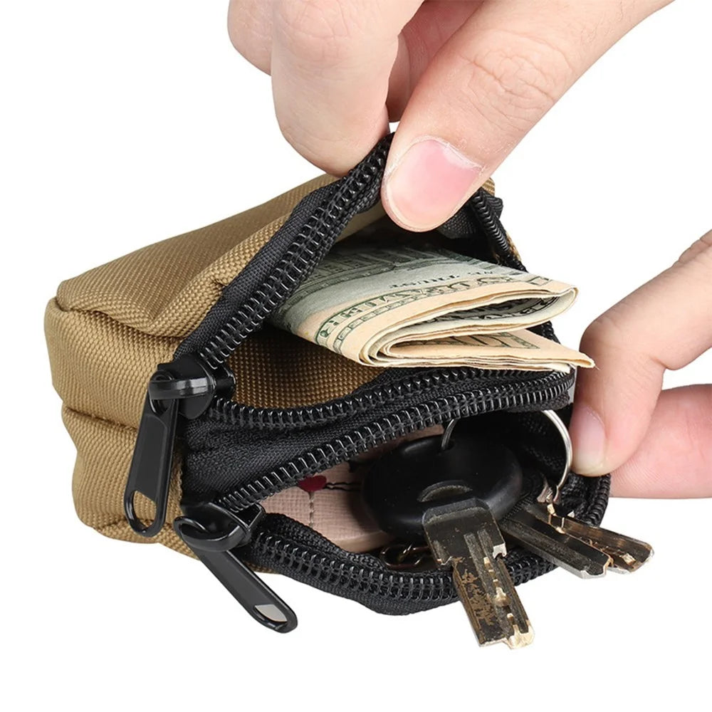 H25 Outdoor Tactical Sports Waist Bag Dual Pockets 1000D Nylon Mini Coin Keys Storage Pouch - 4