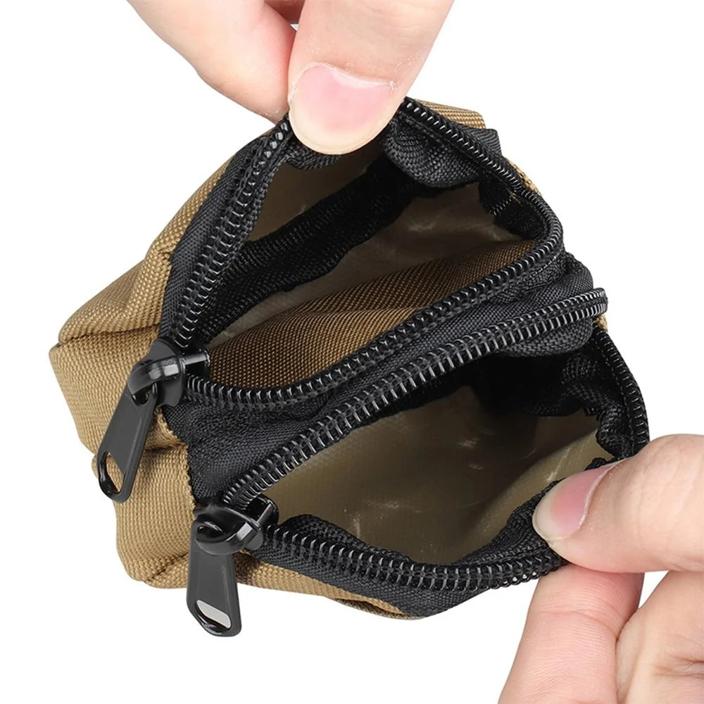 H25 Outdoor Tactical Sports Waist Bag Dual Pockets 1000D Nylon Mini Coin Keys Storage Pouch - 5