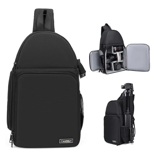 CWATCUN D15 Waterproof Shockproof Liner Crossbody Bag for Camera Lens, with Tripod Fixing Straps - 2