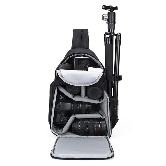 CWATCUN D15 Waterproof Shockproof Liner Crossbody Bag for Camera Lens, with Tripod Fixing Straps - 4