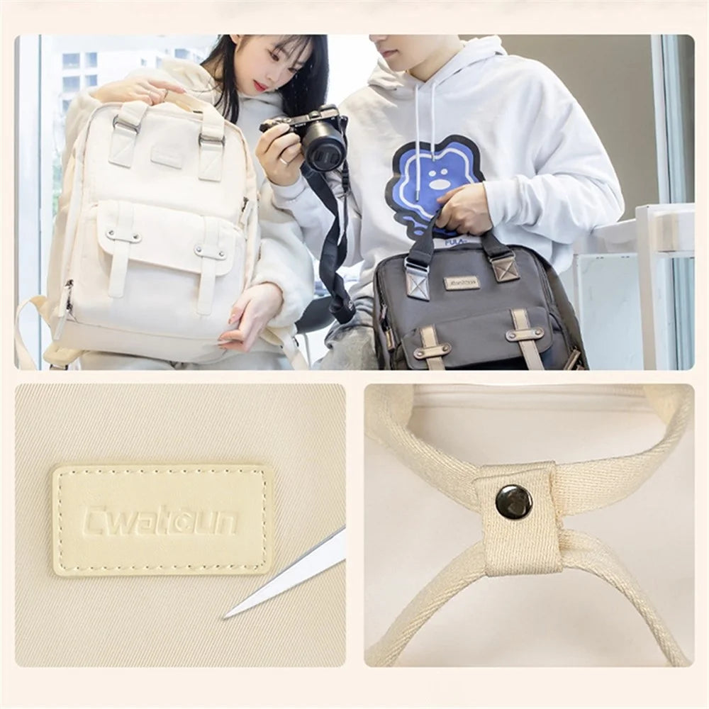 CWATCUN SLR Camera Shoulder Bag 15.6-inch Laptop Backpack with Tote Liner Bag - Beige - 2