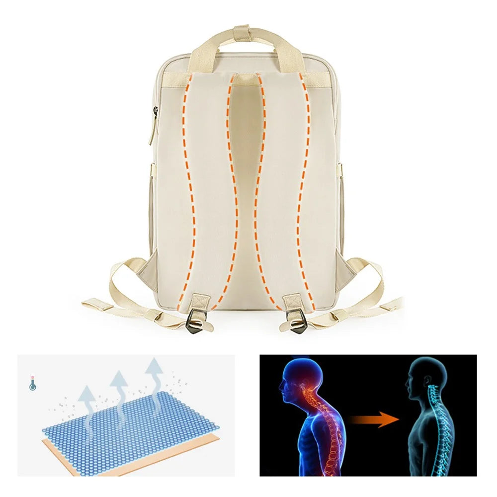 CWATCUN SLR Camera Shoulder Bag 15.6-inch Laptop Backpack with Tote Liner Bag - Beige - 3