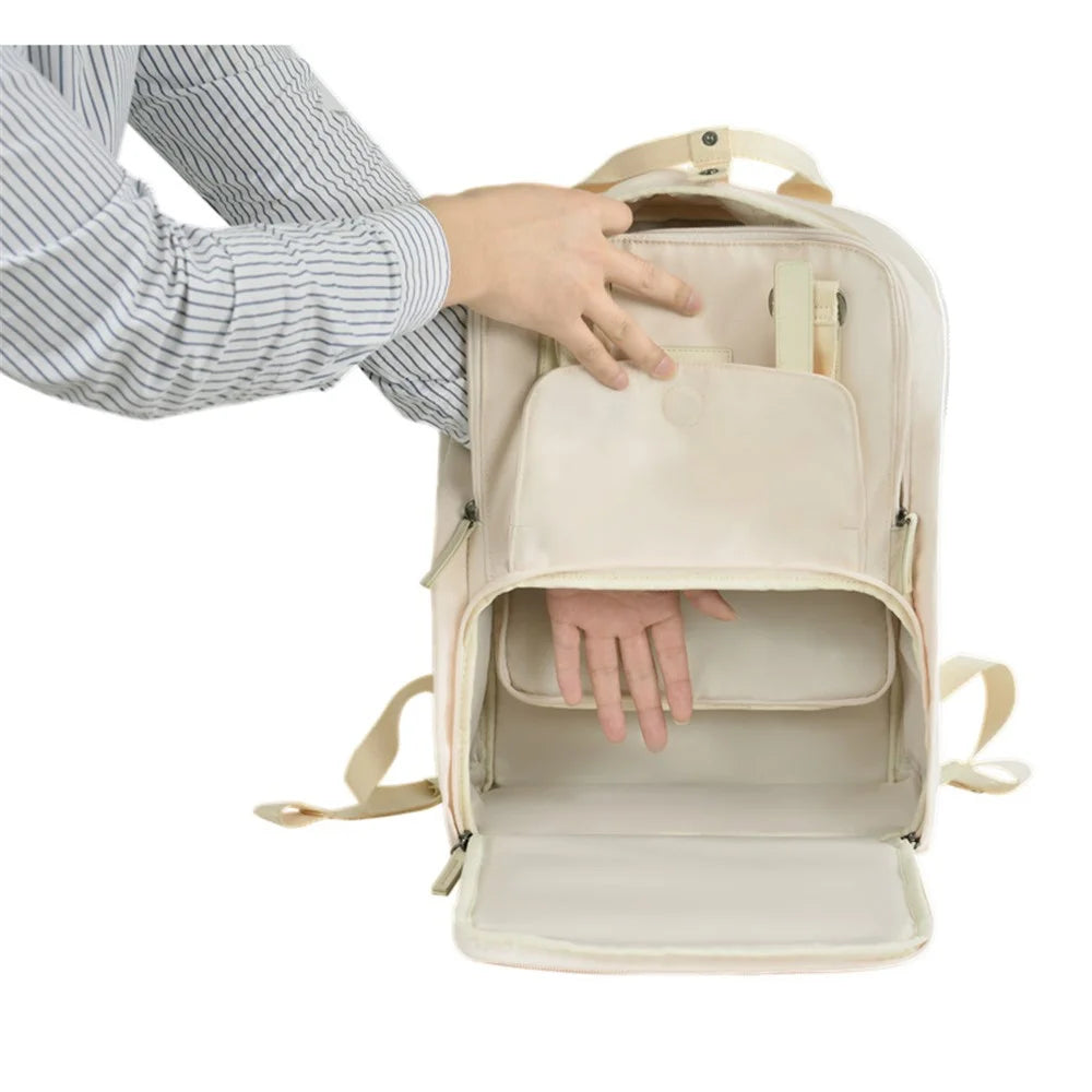 CWATCUN SLR Camera Shoulder Bag 15.6-inch Laptop Backpack with Tote Liner Bag - Beige - 5