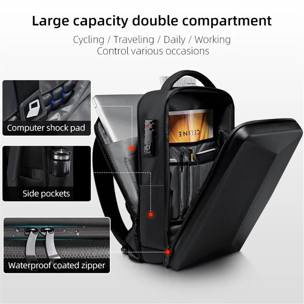 FENRUIEN 5132 Men Travel Hard Shell Waterproof Backpack 17.3-inch Laptop Shoulders Bag with Charging Port - 3