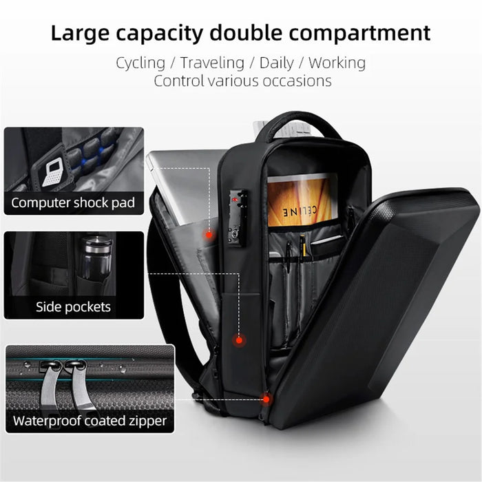 FENRUIEN 5132 Men Travel Hard Shell Waterproof Backpack 17.3-inch Laptop Shoulders Bag with Charging Port - 3