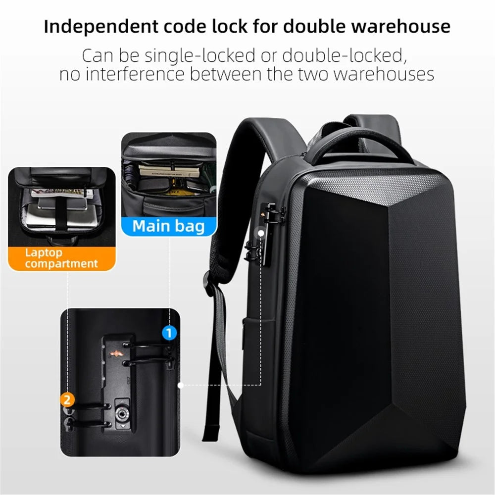 FENRUIEN 5132 Men Travel Hard Shell Waterproof Backpack 17.3-inch Laptop Shoulders Bag with Charging Port - 4