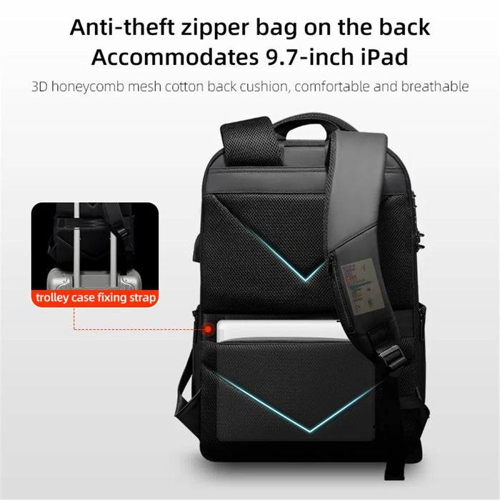 FENRUIEN 5132 Men Travel Hard Shell Waterproof Backpack 17.3-inch Laptop Shoulders Bag with Charging Port - 5