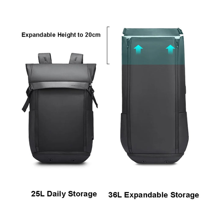 MARK RYDEN MR2966 Travel 17-inch Laptop Backpack USB Charging Oxford Cloth Expandable Shoulder Bag - 2