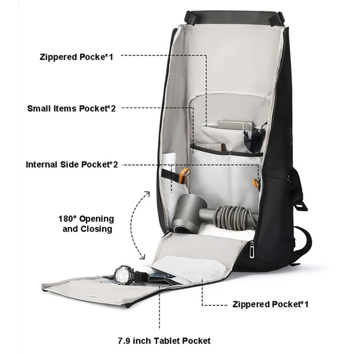 MARK RYDEN MR2966 Travel 17-inch Laptop Backpack USB Charging Oxford Cloth Expandable Shoulder Bag - 3