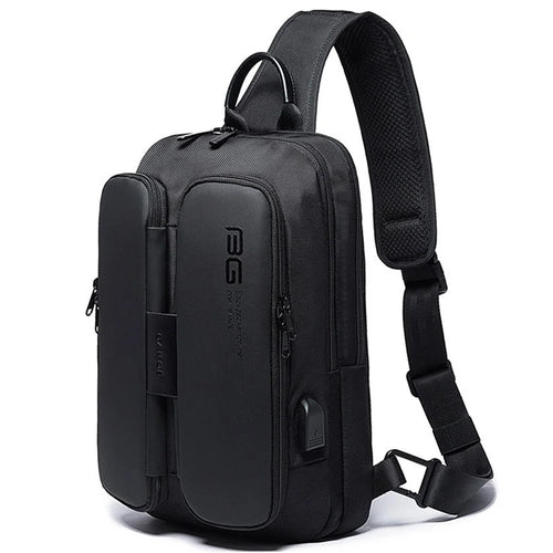 BANGE BG-7079 USB Charging Crossbody Bag with Anti-theft Pocket Oxford Cloth Chest Pack - Black - 1