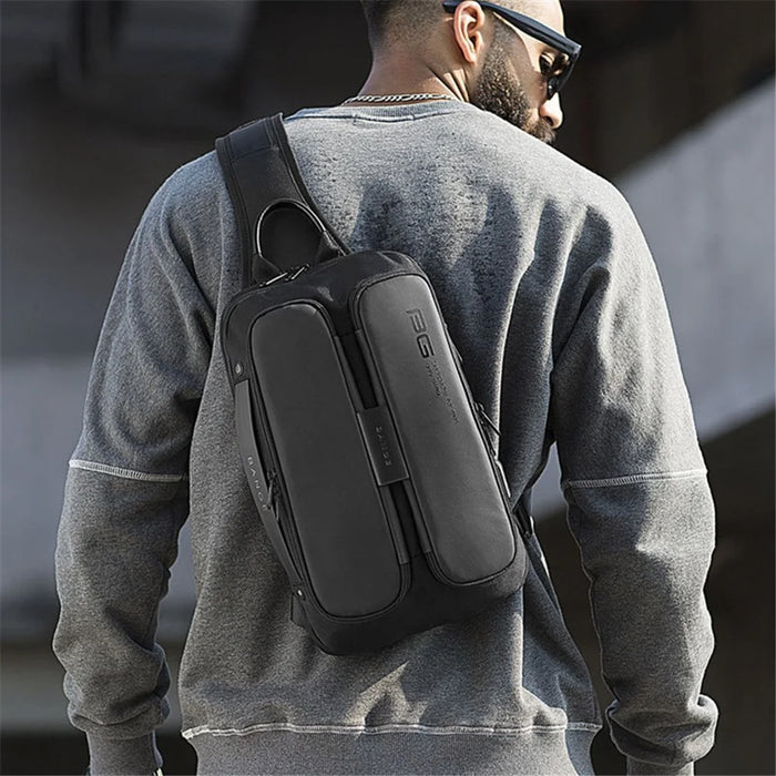 BANGE BG-7079 USB Charging Crossbody Bag with Anti-theft Pocket Oxford Cloth Chest Pack - Black - 6