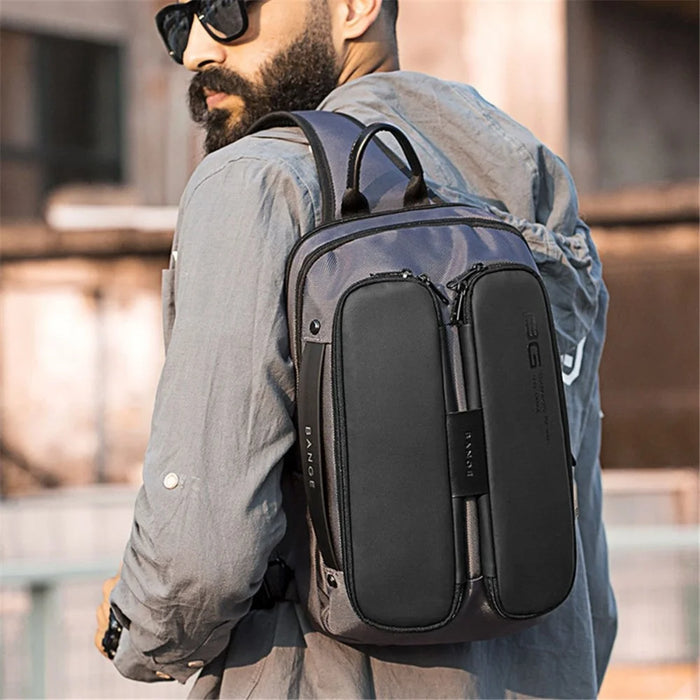 BANGE BG-7079 USB Charging Crossbody Bag with Anti-theft Pocket Oxford Cloth Chest Pack - Black - 7