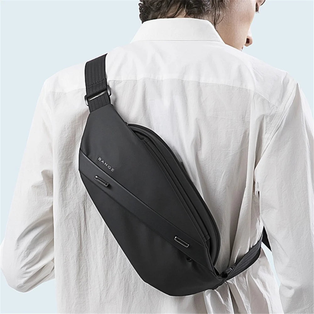 BANGE BG-7295 Men Chest Bag Waterproof Crossbody Shoulder Bag with Eyeglasses Hook and Anti-theft Pocket - Black - 3