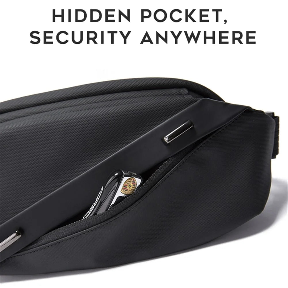 BANGE BG-7295 Men Chest Bag Waterproof Crossbody Shoulder Bag with Eyeglasses Hook and Anti-theft Pocket - Black - 5