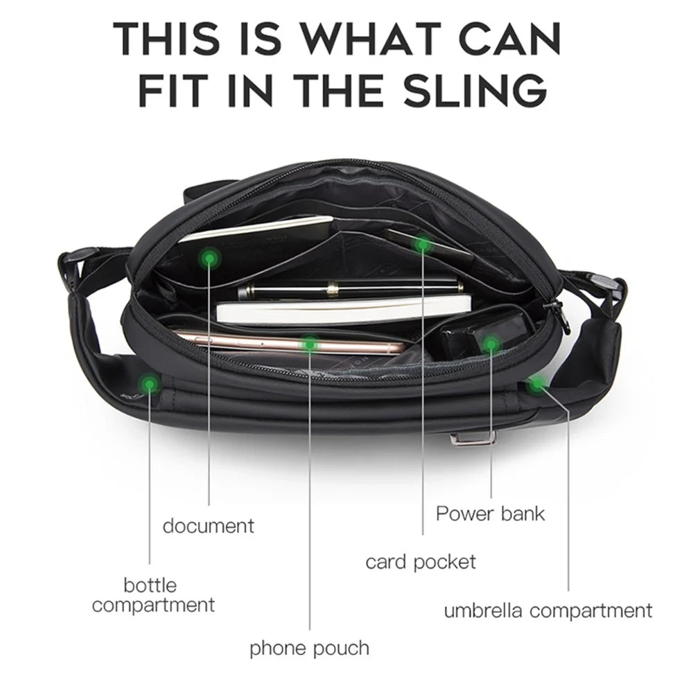 BANGE BG-7295 Men Chest Bag Waterproof Crossbody Shoulder Bag with Eyeglasses Hook and Anti-theft Pocket - Black - 6