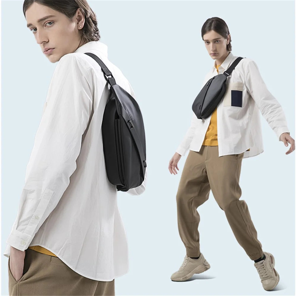 BANGE BG-7295 Men Chest Bag Waterproof Crossbody Shoulder Bag with Eyeglasses Hook and Anti-theft Pocket - Black - 7