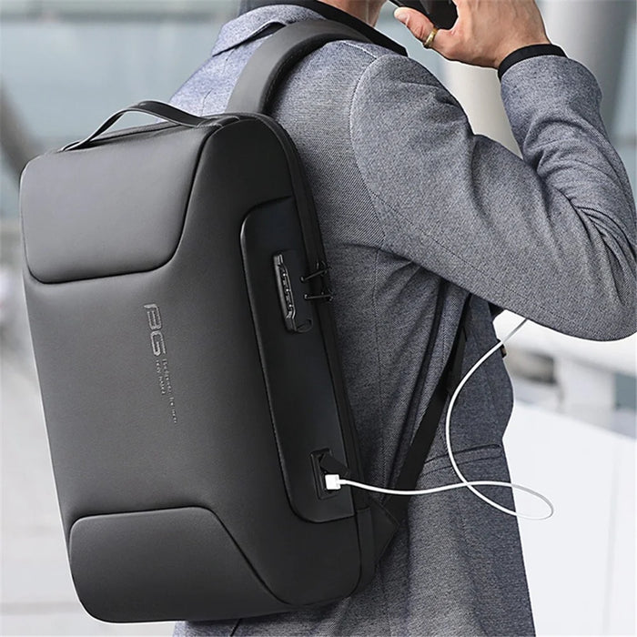 BANGE BG-7216 Men Business Travel Oxford Cloth Backpack Anti-theft Laptop Clothes Storage Shoulders Bag with Charging Port - Black - 4