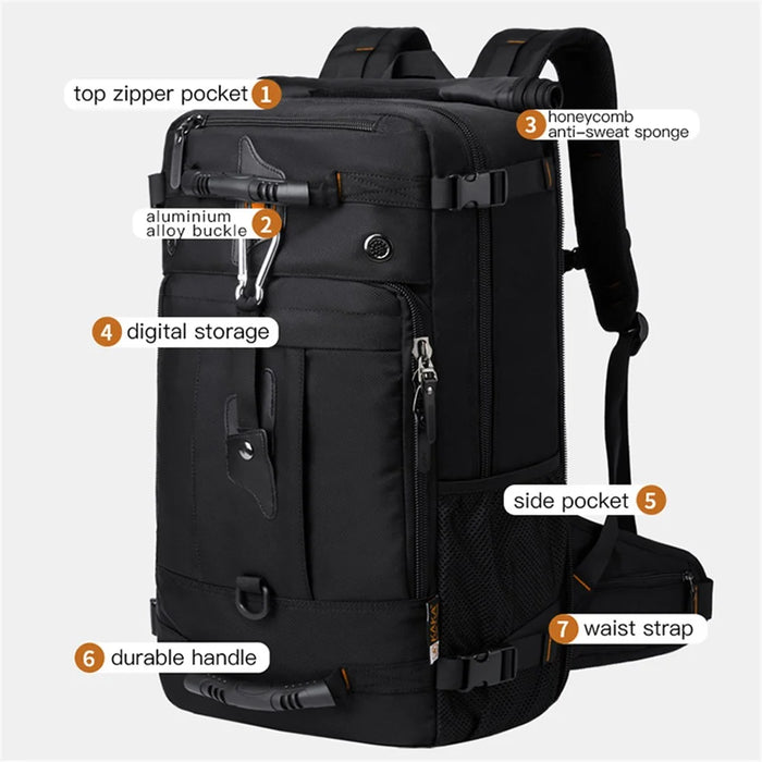 KAKA KA-2070-1 Men Camping Hiking Multi-function 40L Shoulder Bag Outdoor Waterproof Backpack with Hidden Shoulder Strap - Black - 4