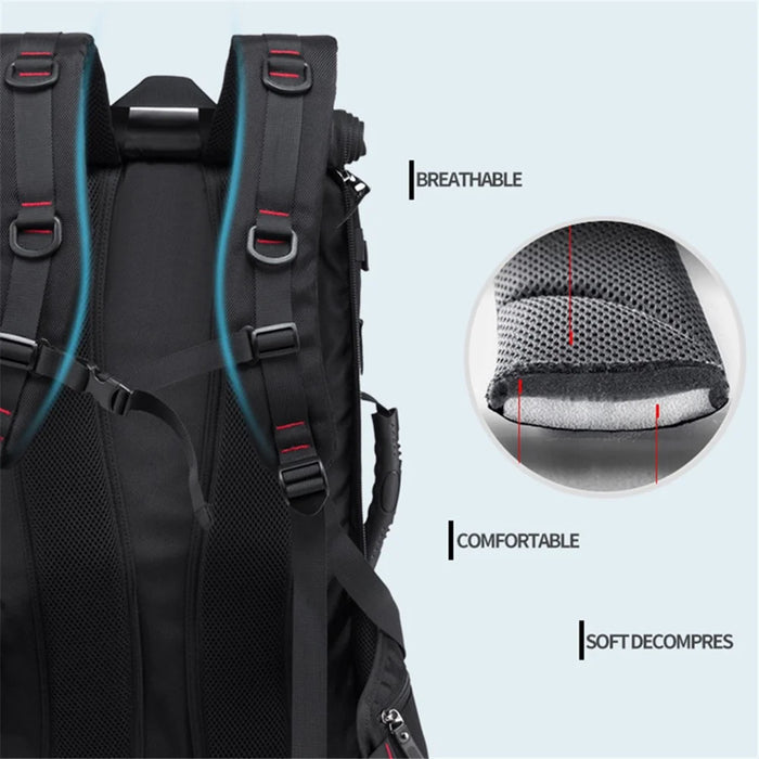 KAKA KA-2070-1 Men Camping Hiking Multi-function 40L Shoulder Bag Outdoor Waterproof Backpack with Hidden Shoulder Strap - Black - 5