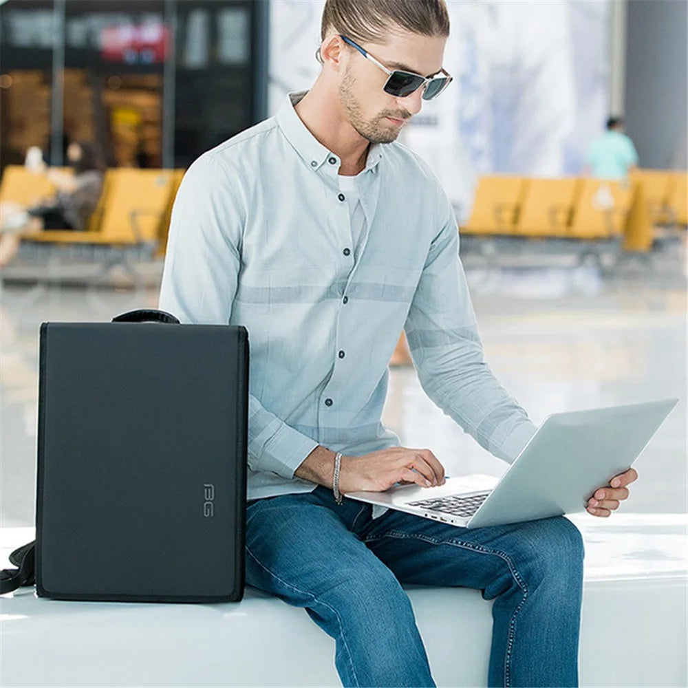 BANGE BG-7252 Men's Backpack Business Style Laptop Bag Shoulders Bag Travel Supplies - Black - 6