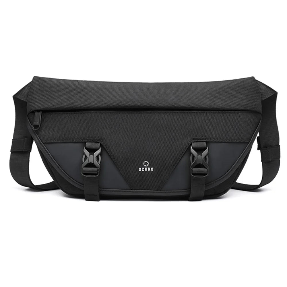 OZUKO 9529 Waterproof Waist Bag Bumbag Sling Shoulder Bag Fanny Pack for Camping Hiking Fitness Cycling - Black - 1