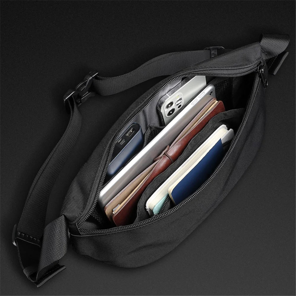 OZUKO 9529 Waterproof Waist Bag Bumbag Sling Shoulder Bag Fanny Pack for Camping Hiking Fitness Cycling - Black - 5