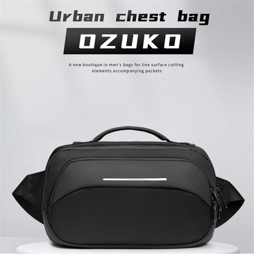 OZUKO 9551 Crossbody Shoulder Bag Casual Business Lightweight Chest Bag for Tactical Travel Work - Black - 2
