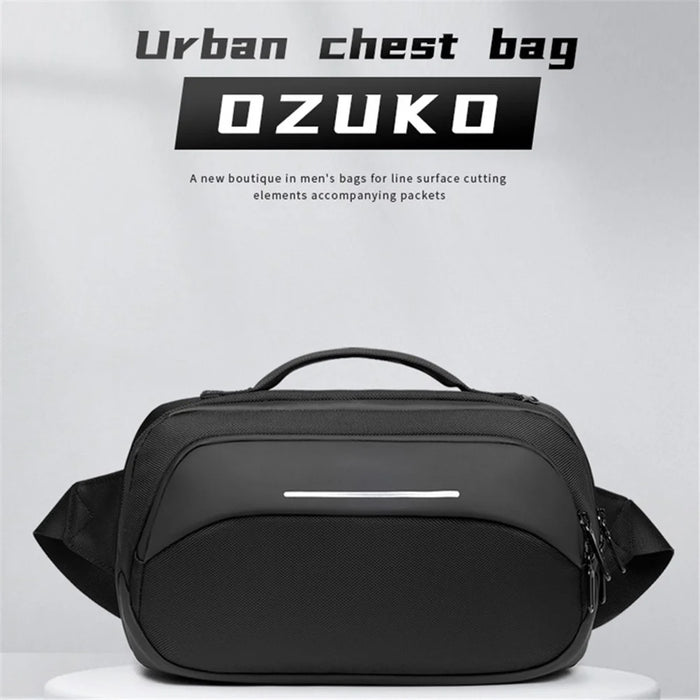 OZUKO 9551 Crossbody Shoulder Bag Casual Business Lightweight Chest Bag for Tactical Travel Work - Black - 2