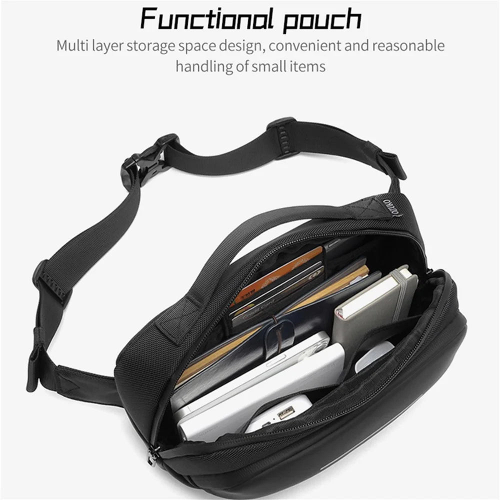 OZUKO 9551 Crossbody Shoulder Bag Casual Business Lightweight Chest Bag for Tactical Travel Work - Black - 6
