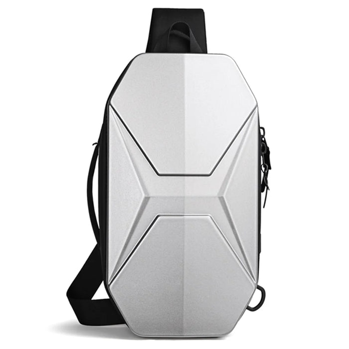 OZUKO 9509 Chest Bag with USB Charging Port Hard Shell Waterproof Crossbody Bag Daypack Travel Hiking Sling Backpack - Silver - 1