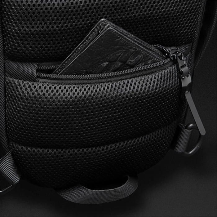 OZUKO 9509 Chest Bag with USB Charging Port Hard Shell Waterproof Crossbody Bag Daypack Travel Hiking Sling Backpack - Silver - 4