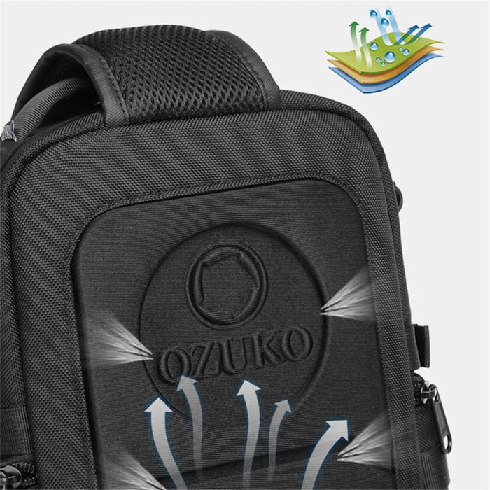 OZUKO 9585 Sling Chest Bag Large Capacity Outdoor Sports Tactical Waterproof Crossbody Shoulder Bag - Black - 2