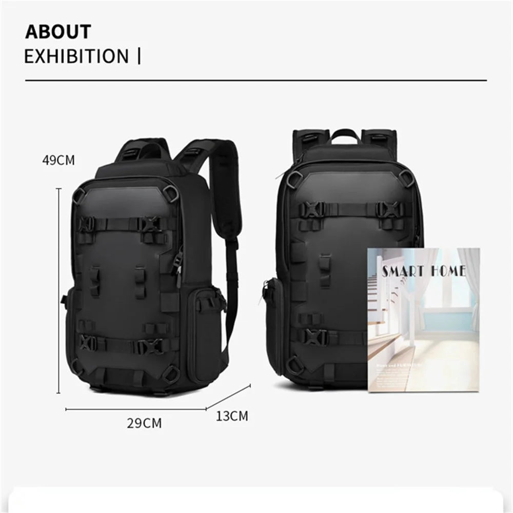 OZUKO 9587 Multifunctional Tactical Backpack Oxford Cloth Waterproof Rucksack for Hiking Camping Traveling - Black - 5