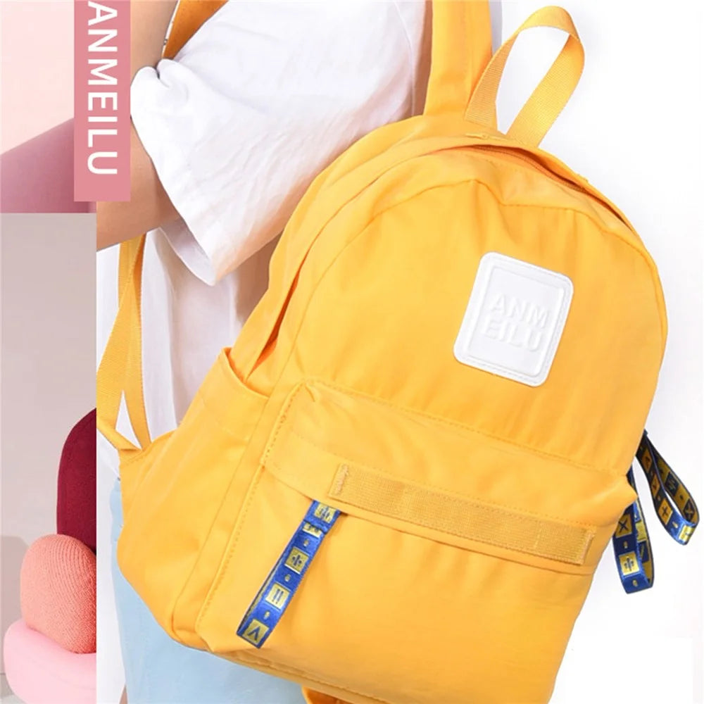 ANMEILU 1043 Solid Color Casual Nylon Backpack Mini Shoulder Bag for iPad Pro 9.7-inch (Small Size) - Yellow - 5