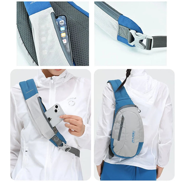 ANMEILU 2026 Travel Sling Bag Chest Bag Crossbody Daypack for Hiking, Cycling, Work - Blue / White - 6