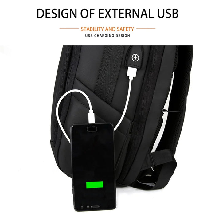 ML8018 Large Business Laptop Backpack Travel Rucksack Bag Water-Repellent Shoulders Bag with External USB Charging Port - 2