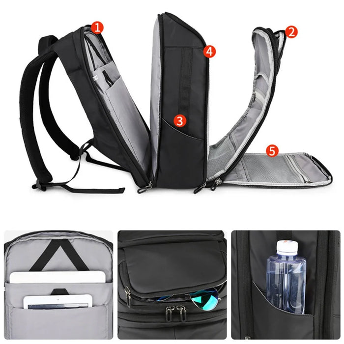 ML8018 Large Business Laptop Backpack Travel Rucksack Bag Water-Repellent Shoulders Bag with External USB Charging Port - 4