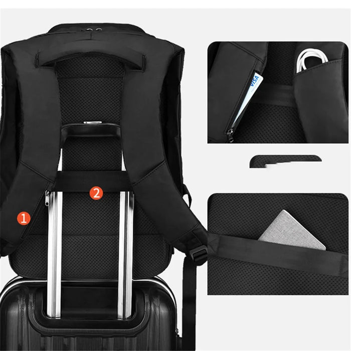 ML8018 Large Business Laptop Backpack Travel Rucksack Bag Water-Repellent Shoulders Bag with External USB Charging Port - 5