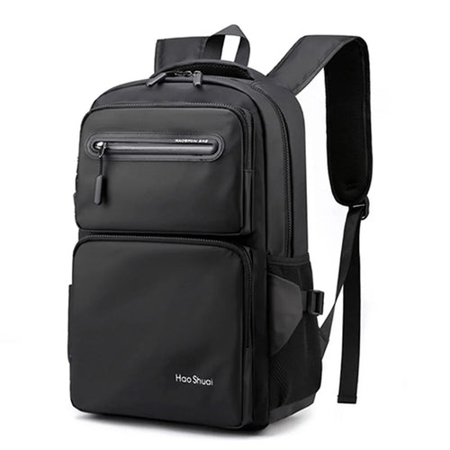 HAOSHUAI 3408# Large Shoulders Bag Laptop Backpack Travel Rucksack Camping Carrying Bag - Black - 1