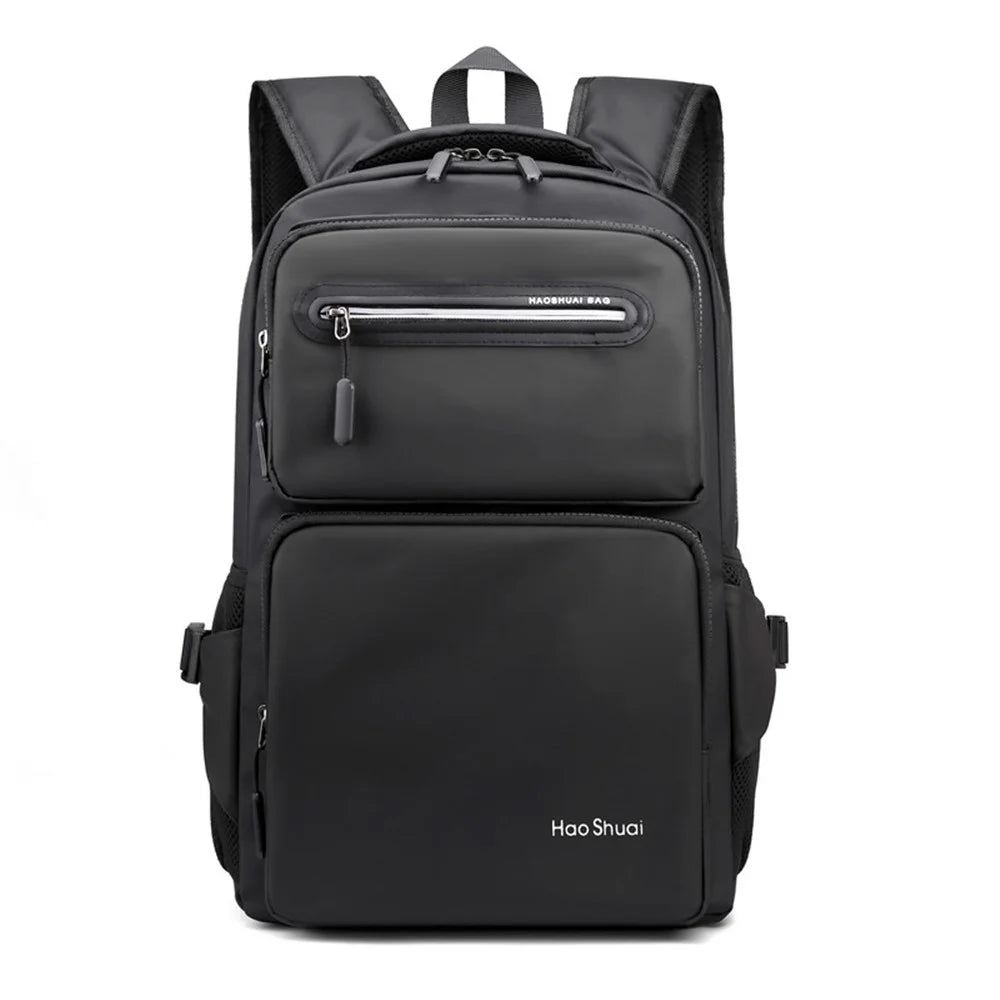 HAOSHUAI 3408# Large Shoulders Bag Laptop Backpack Travel Rucksack Camping Carrying Bag - Black - 2