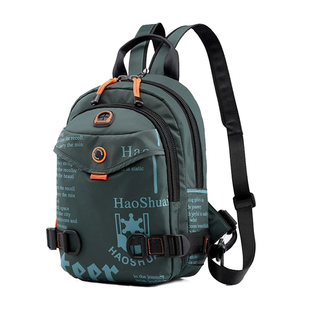 HAOSHUAI 5122(New Version) Multifunction Men Chest Bag Backpack Anti-splash Nylon Casual Single Shoulder Bag - Blackish Green - 1
