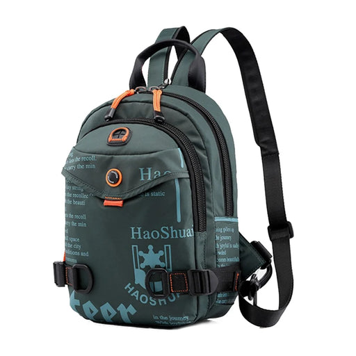 HAOSHUAI 5122(New Version) Multifunction Men Chest Bag Backpack Anti-splash Nylon Casual Single Shoulder Bag - Blackish Green - 1