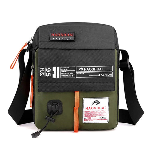 HAOSHUAI 206# Men's Crossbody Bag Nylon Travel Shoulder Bag Sports Storage Bag - Army Green - 1