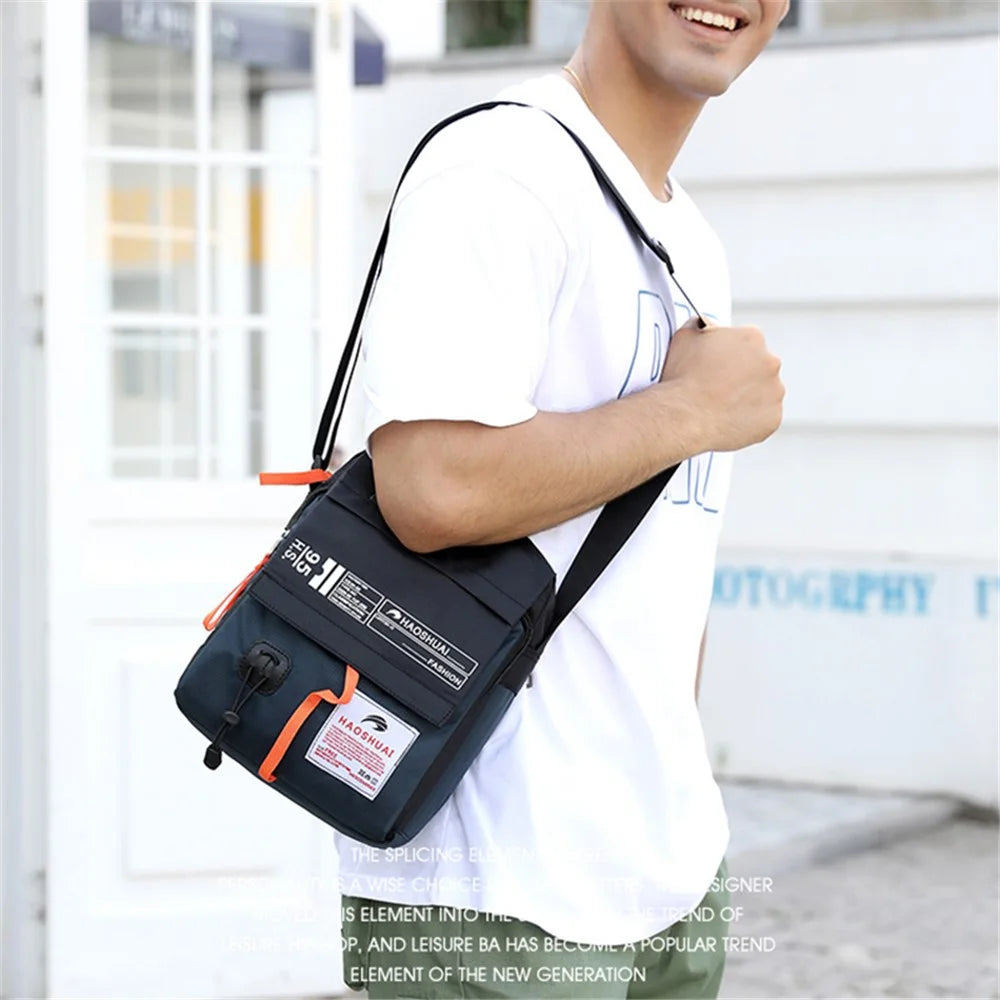 HAOSHUAI 206# Men's Crossbody Bag Nylon Travel Shoulder Bag Sports Storage Bag - Army Green - 2