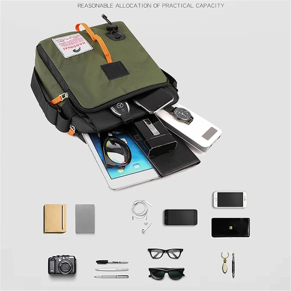 HAOSHUAI 206# Men's Crossbody Bag Nylon Travel Shoulder Bag Sports Storage Bag - Army Green - 4