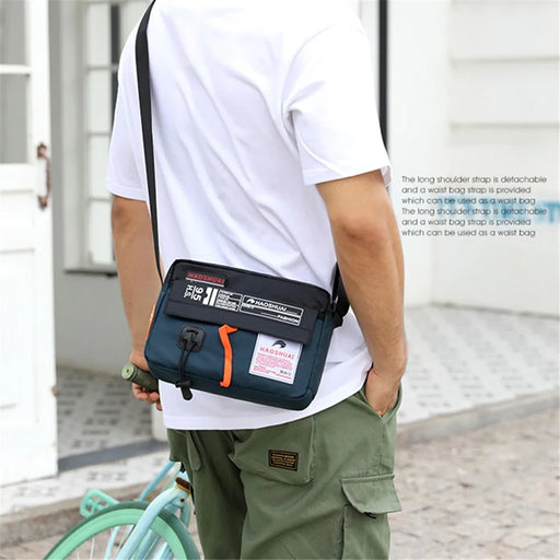 HAOSHUAI 204# Men's Shoulder Bag Nylon Messenger Bag Crossbody Purse Water Resistant for Business Office School - Dark Blue - 2