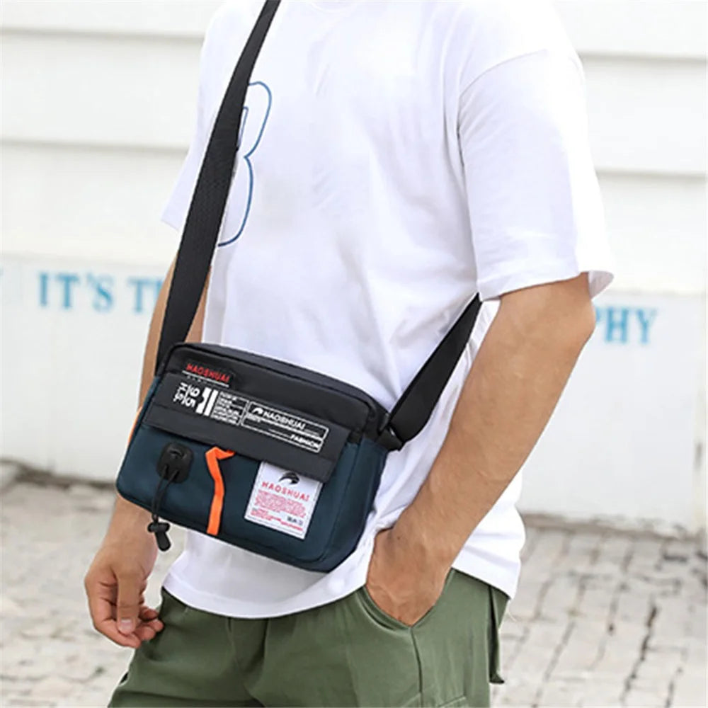 HAOSHUAI 204# Men's Shoulder Bag Nylon Messenger Bag Crossbody Purse Water Resistant for Business Office School - Dark Blue - 3
