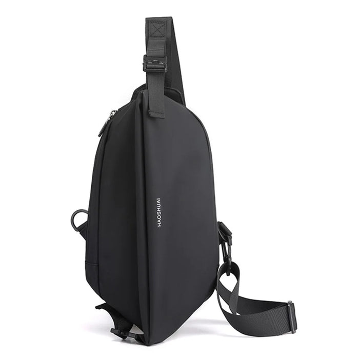 HAOSHUAI 1100-25# Water-repellent Nylon Chest Bag Men's Sling Bag for Sport, Travel and Work - Black - 1
